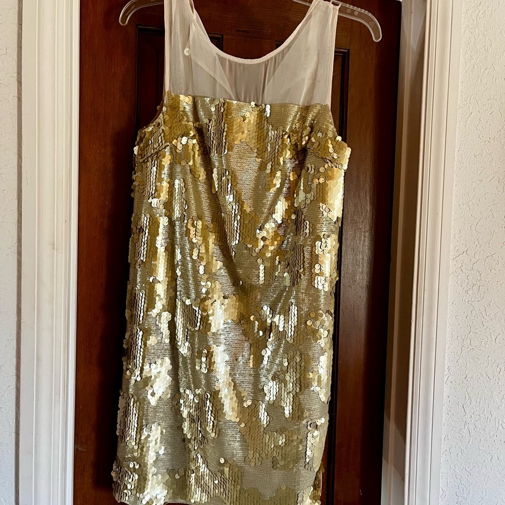 Gold Sequin Sleeveless Dress